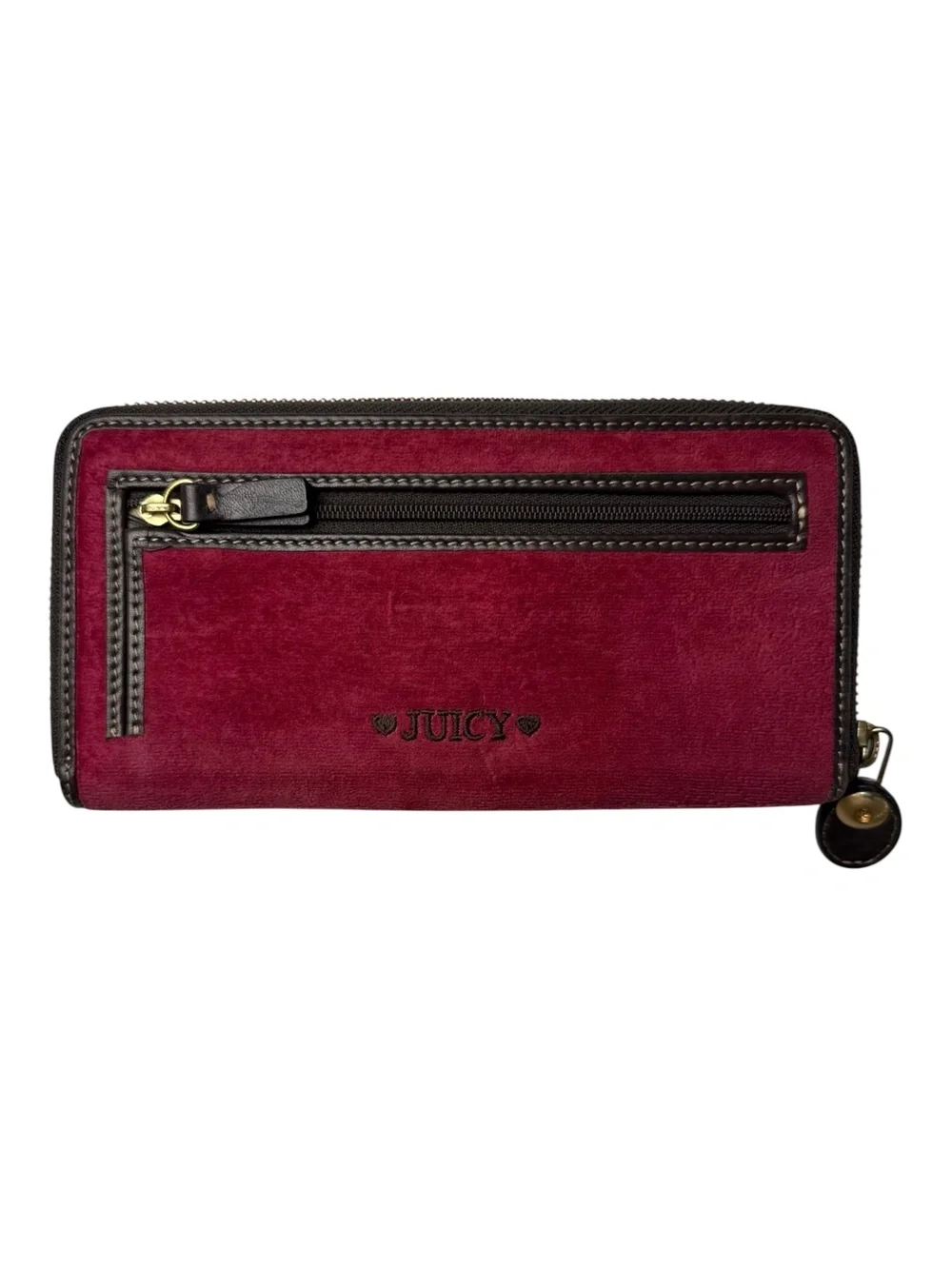 Juicy Couture Burgundy Red Wallet w/ Brown Embroidered Logo